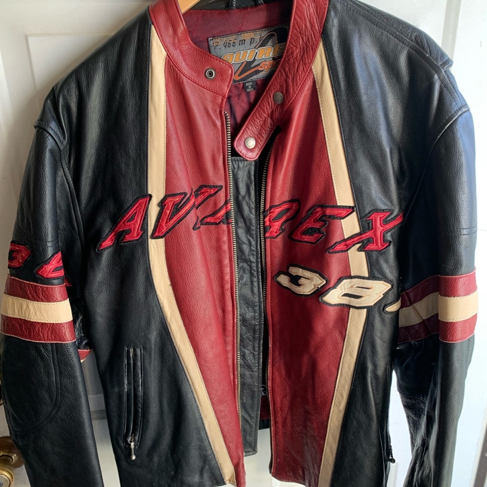 Avirex Black and Burgundy Leather Varsity Jacket